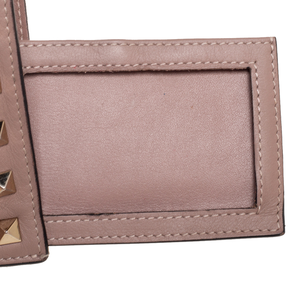 VALENTINO Dusty Pink Leather Rockstud Card Holder - Picture 7 of 9